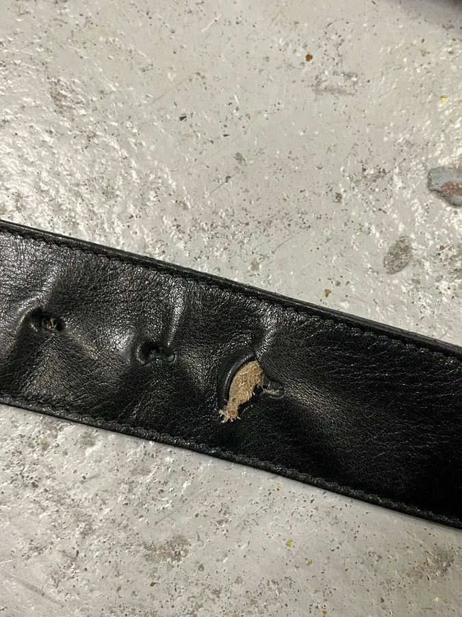 Yves Saint Laurent Grey Silver Buckle Black Leather Belt kFwBgYK 6