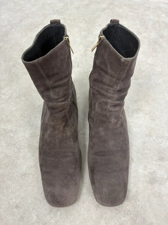 Yves Saint Laurent Grey Suede Ankle Boots aftmRra 3
