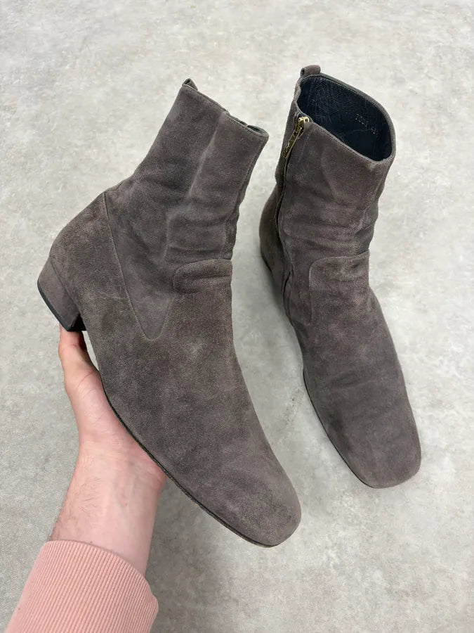 Yves Saint Laurent Grey Suede Ankle Boots aftmRra 0