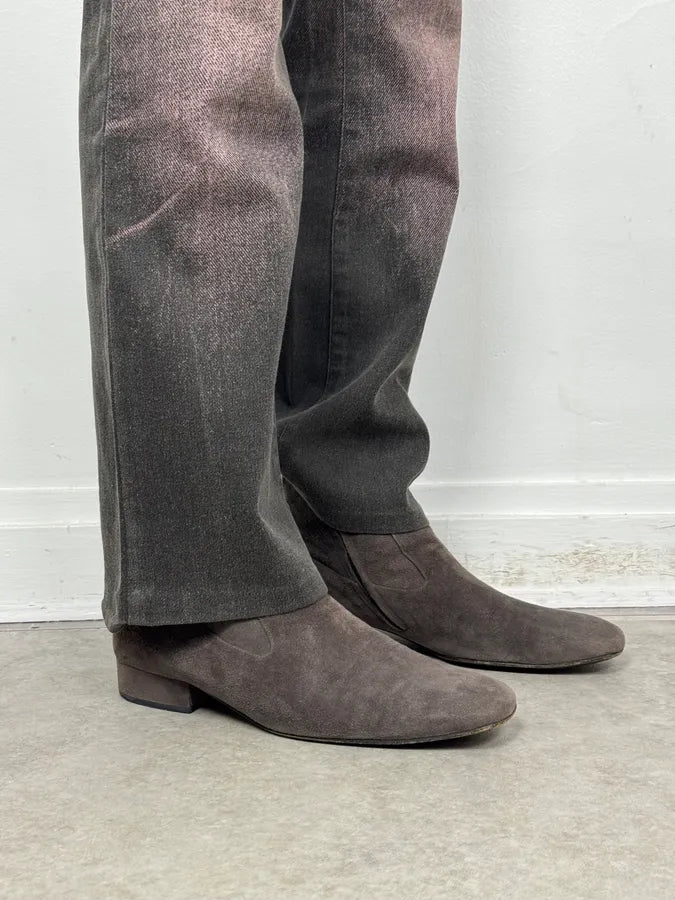 Yves Saint Laurent Grey Suede Ankle Boots aftmRra 2