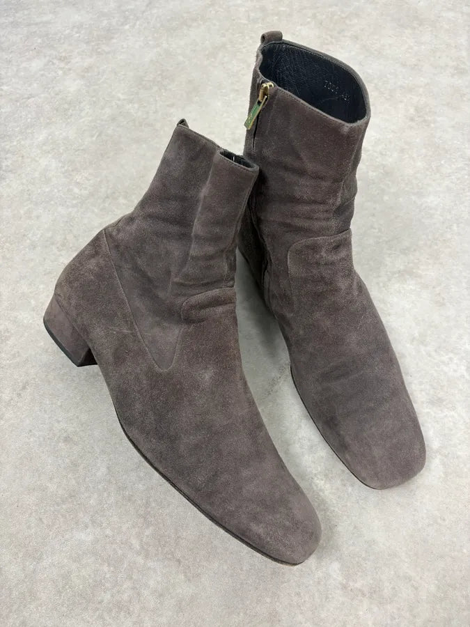 Yves Saint Laurent Grey Suede Ankle Boots aftmRra 6