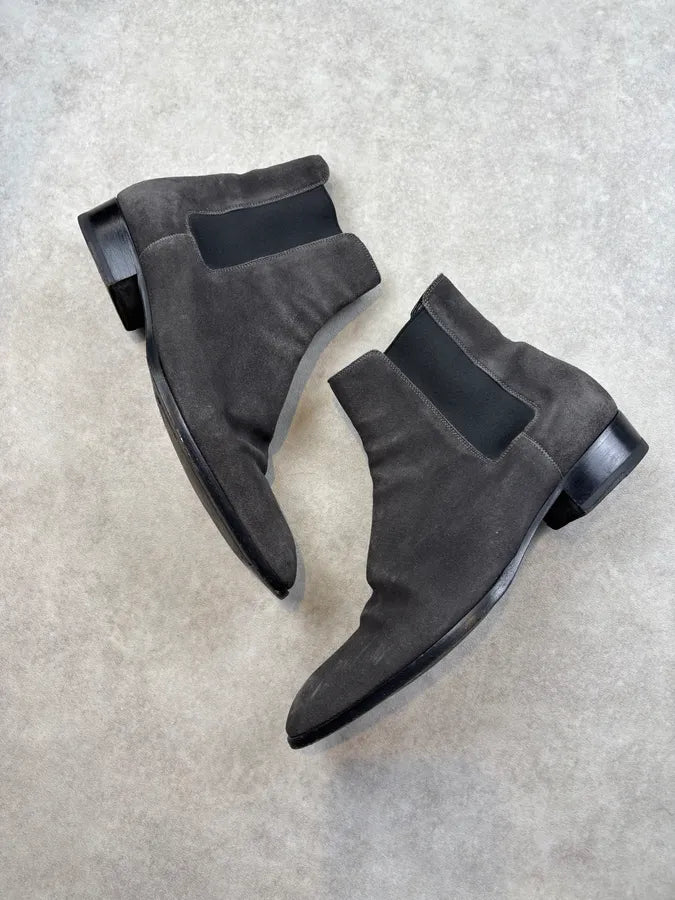 2010s Saint Laurent Grey Suede Wyatt Chelsea Boots DdcwkTj 3