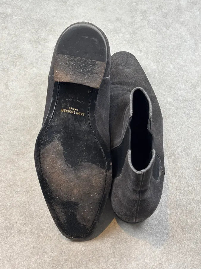 2010s Saint Laurent Grey Suede Wyatt Chelsea Boots DdcwkTj 9