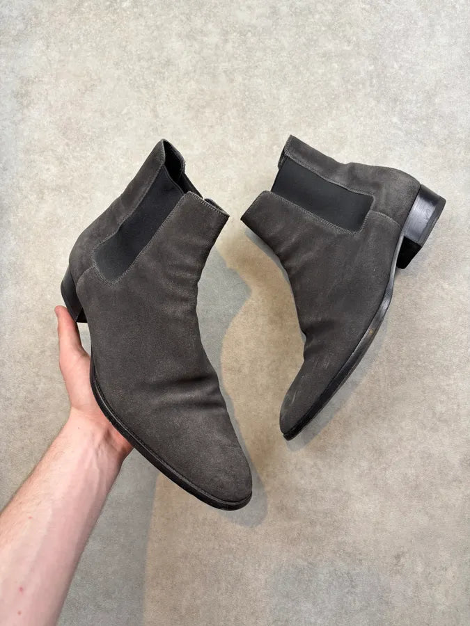 2010s Saint Laurent Grey Suede Wyatt Chelsea Boots DdcwkTj 0