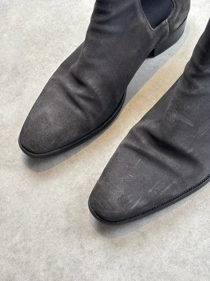 2010s Saint Laurent Grey Suede Wyatt Chelsea Boots DdcwkTj 7