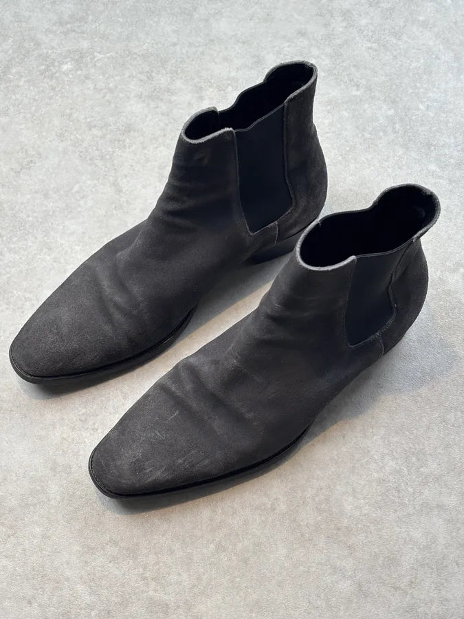 2010s Saint Laurent Grey Suede Wyatt Chelsea Boots DdcwkTj 5