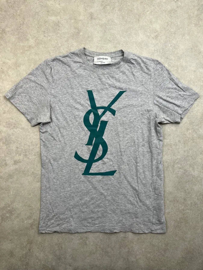 1990s Yves Saint Laurent Grey Propaganda T-Shirt NlPFyfO 0