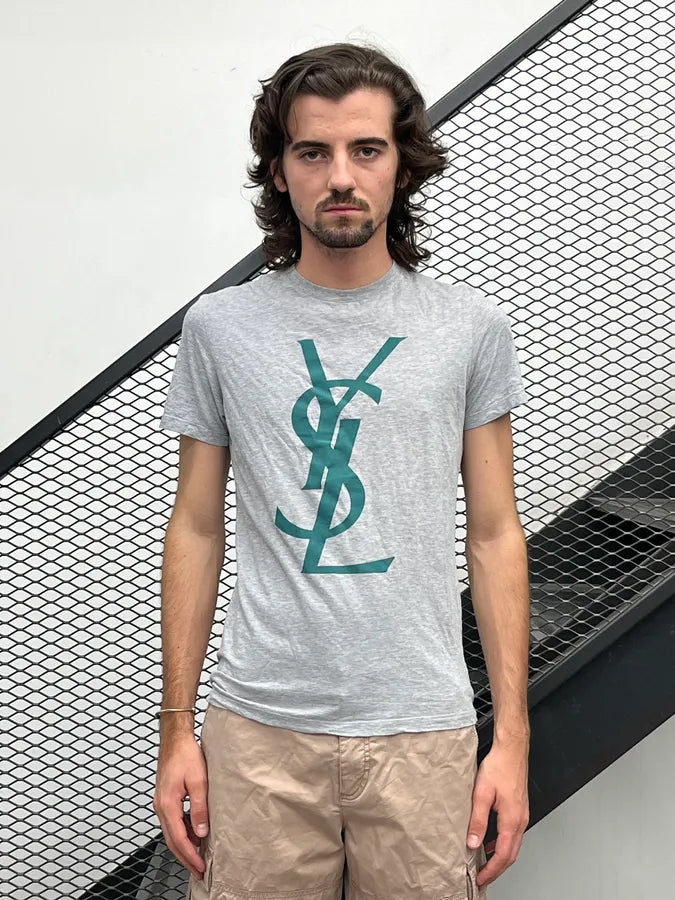 1990s Yves Saint Laurent Grey Propaganda T-Shirt NlPFyfO 1