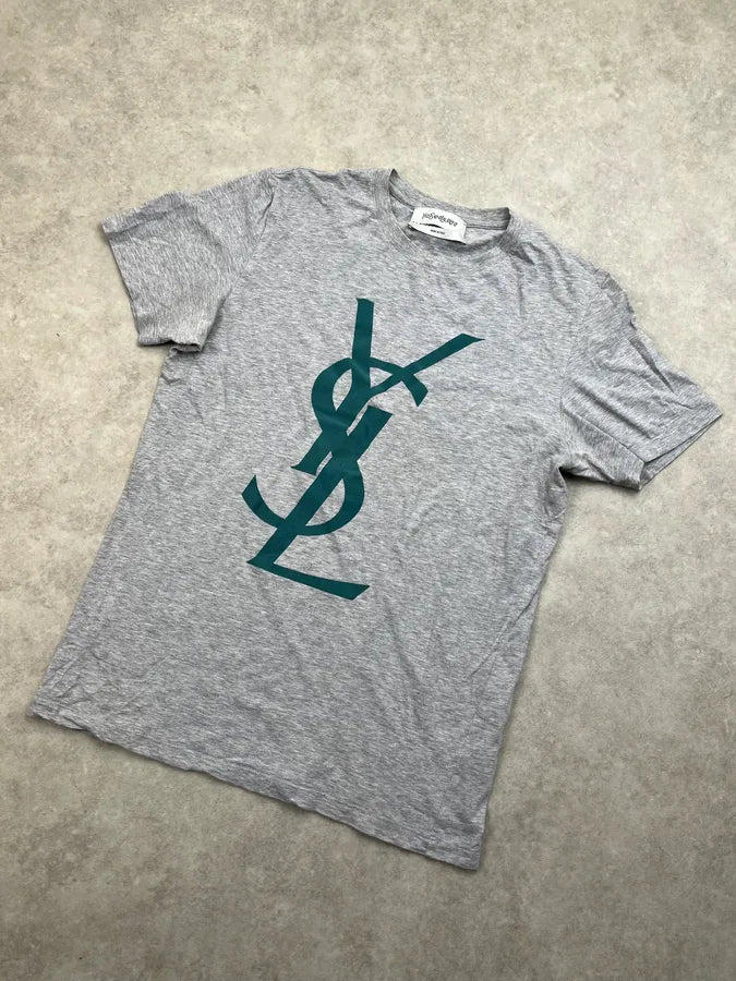 1990s Yves Saint Laurent Grey Propaganda T-Shirt NlPFyfO 7