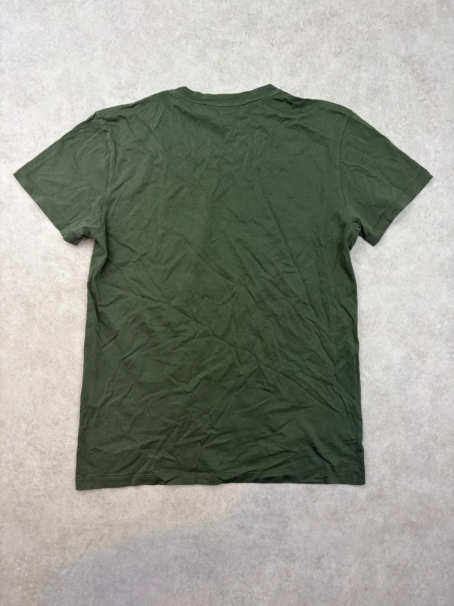 2000s Yves Saint Laurent Khaki Cotton Floral Ornamental T-Shirt hauYcyD 5