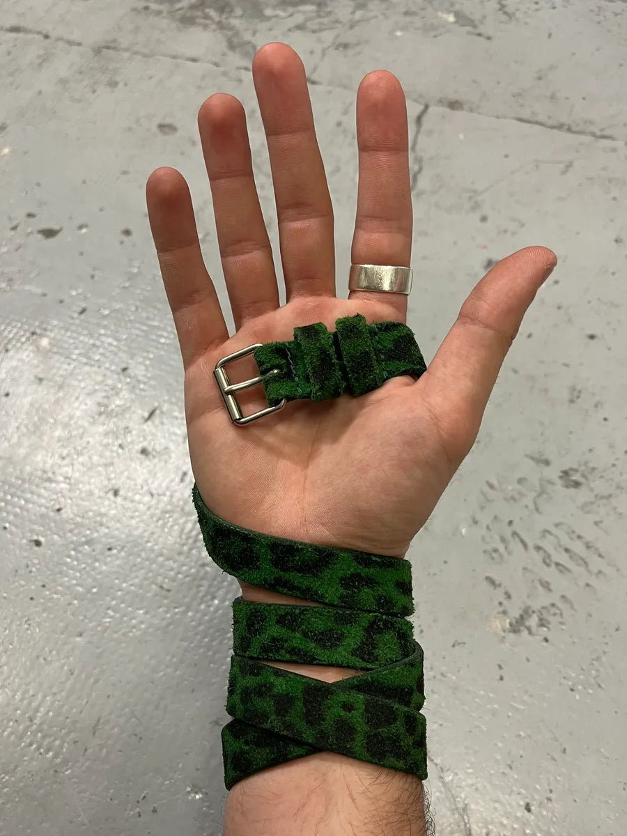 Yves Saint Laurent Leopard Dark Green Leather Belt cBkTmlg 1