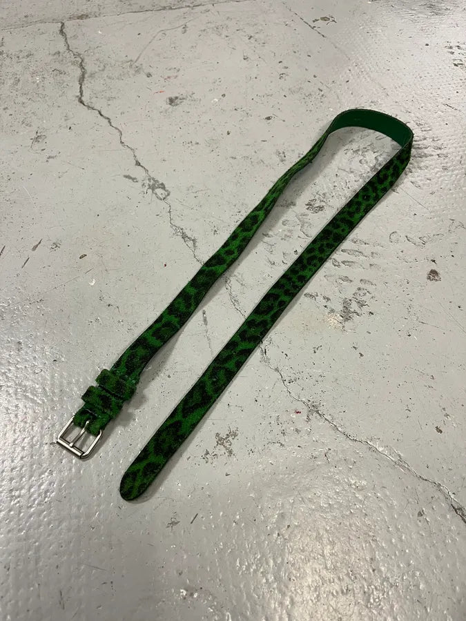 Yves Saint Laurent Leopard Dark Green Leather Belt cBkTmlg 3