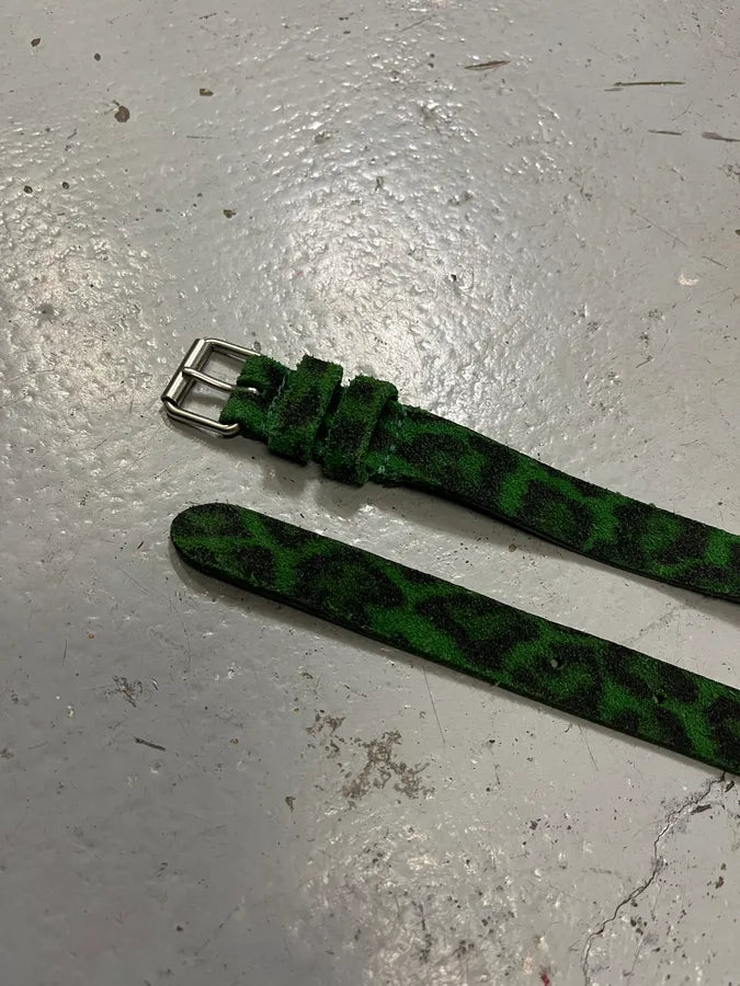Yves Saint Laurent Leopard Dark Green Leather Belt cBkTmlg 4