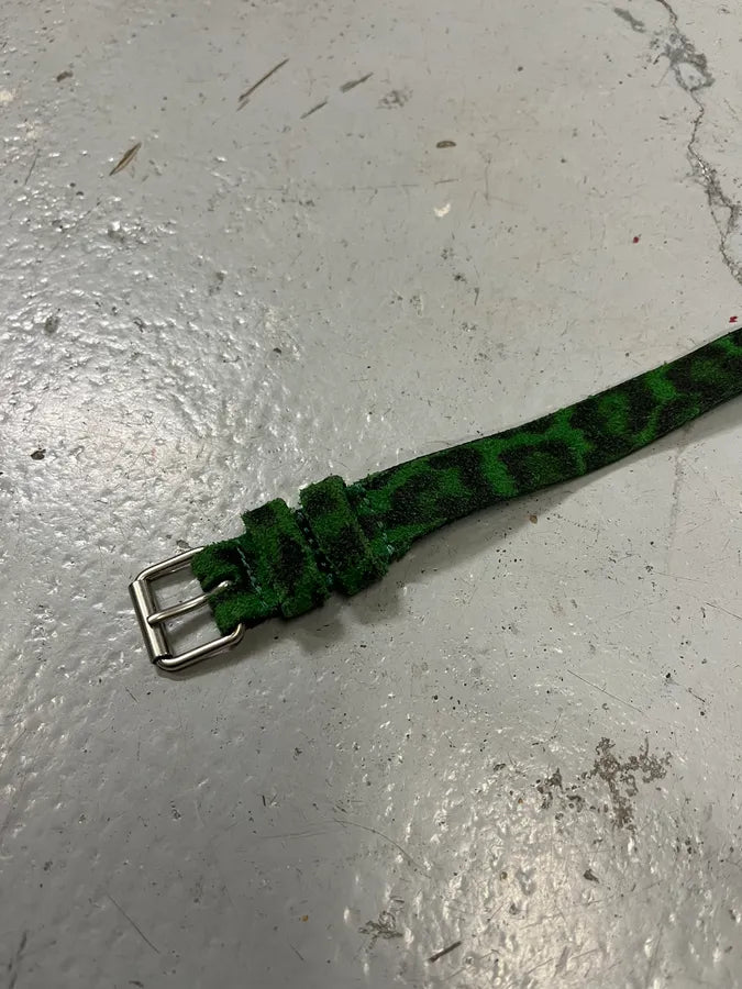 Yves Saint Laurent Leopard Dark Green Leather Belt cBkTmlg 5