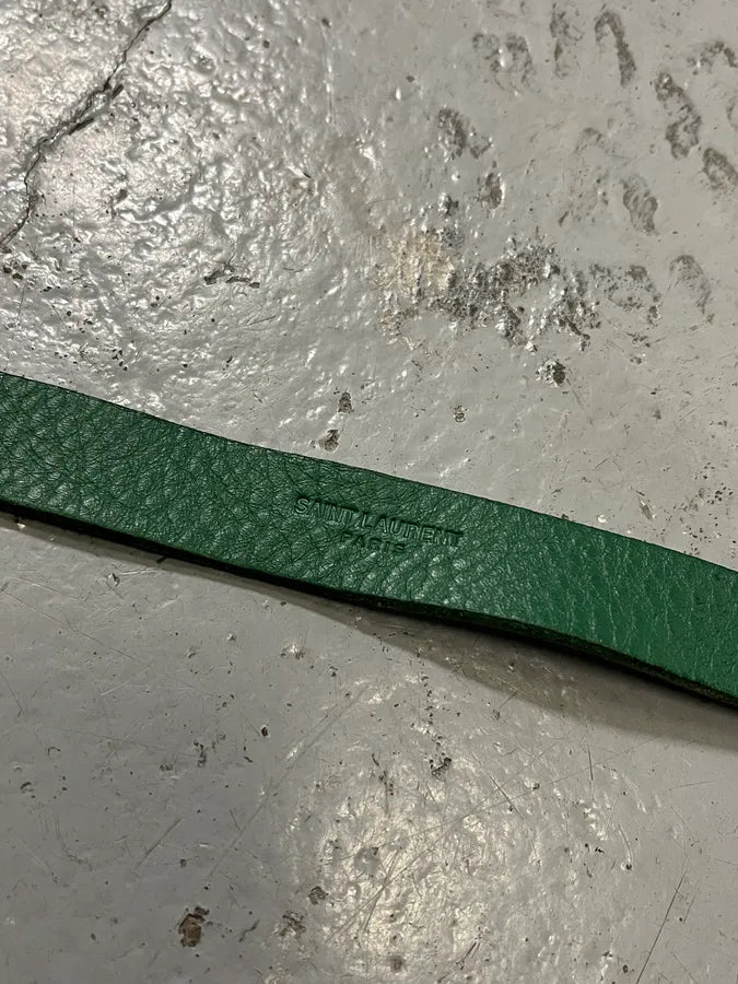 Yves Saint Laurent Leopard Dark Green Leather Belt cBkTmlg 7