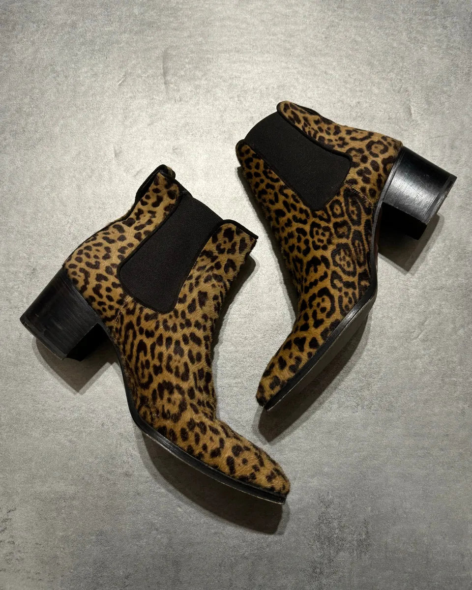 Yves Saint Laurent Leopard Pony Hair Heels Boots (43eu/us9.5) 1