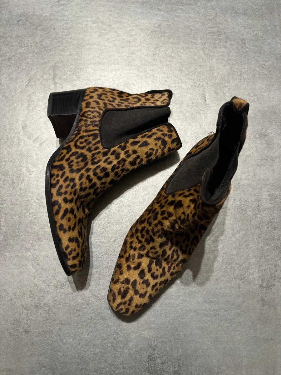 Yves Saint Laurent Leopard Pony Hair Heels Boots (43eu/us9.5) 2