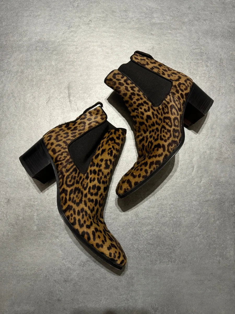 Yves Saint Laurent Leopard Pony Hair Heels Boots (43eu/us9.5) 6