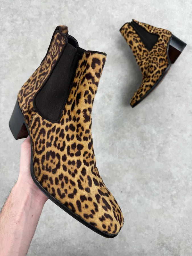 Yves Saint Laurent Leopard Pony Hair Leather Boots BrvqMzy 0