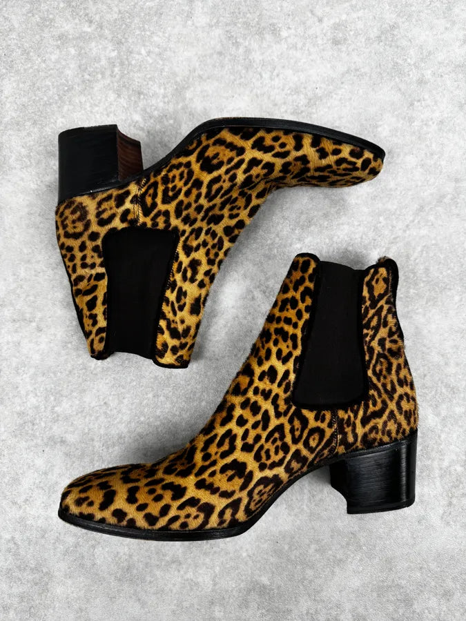 Yves Saint Laurent Leopard Pony Hair Leather Boots BrvqMzy 2