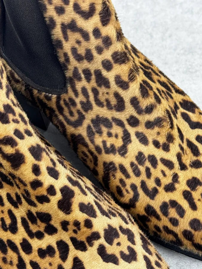Yves Saint Laurent Leopard Pony Hair Leather Boots BrvqMzy 4