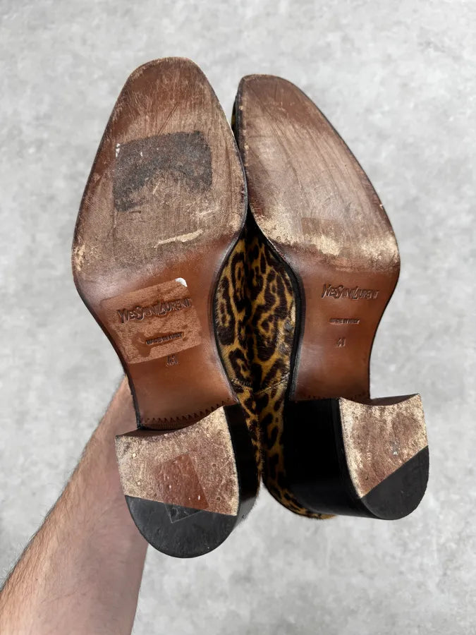 Yves Saint Laurent Leopard Pony Hair Leather Boots BrvqMzy 6