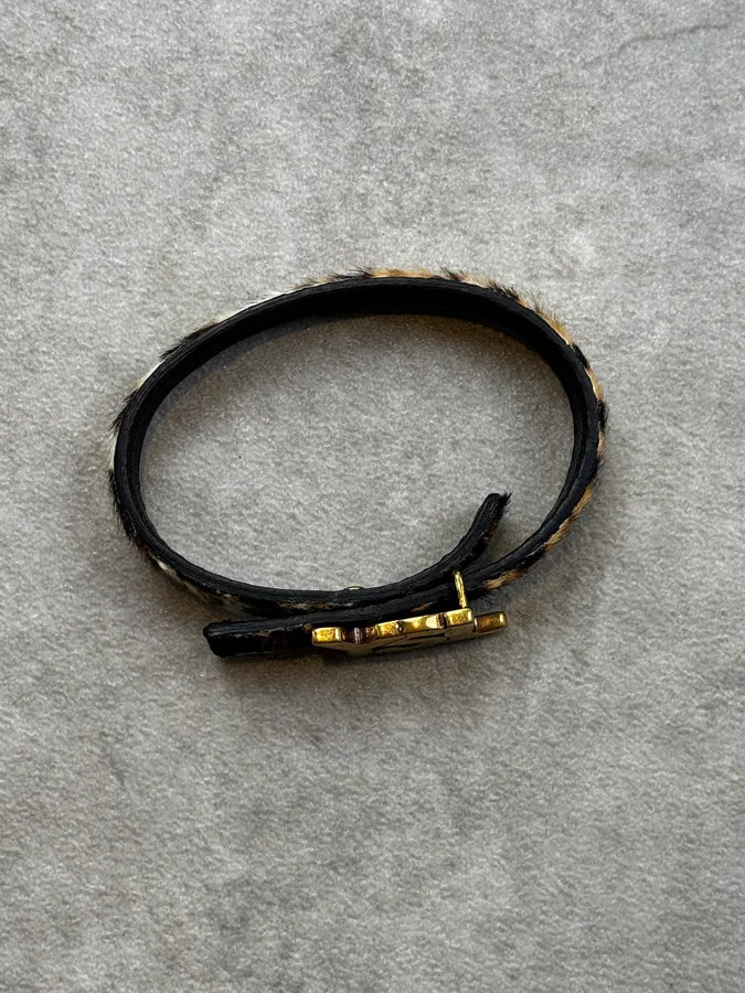 Yves Saint Laurent Leopard Pony Hair YSL Impact Logo Bracelet ueaAnhC 2