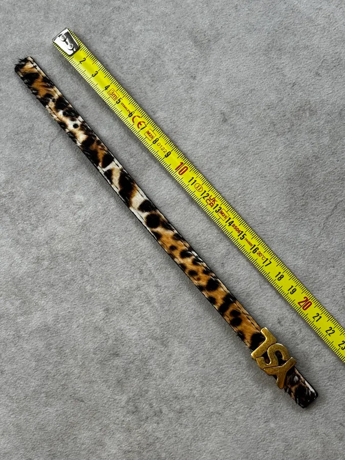 Yves Saint Laurent Leopard Pony Hair YSL Impact Logo Bracelet ueaAnhC 5