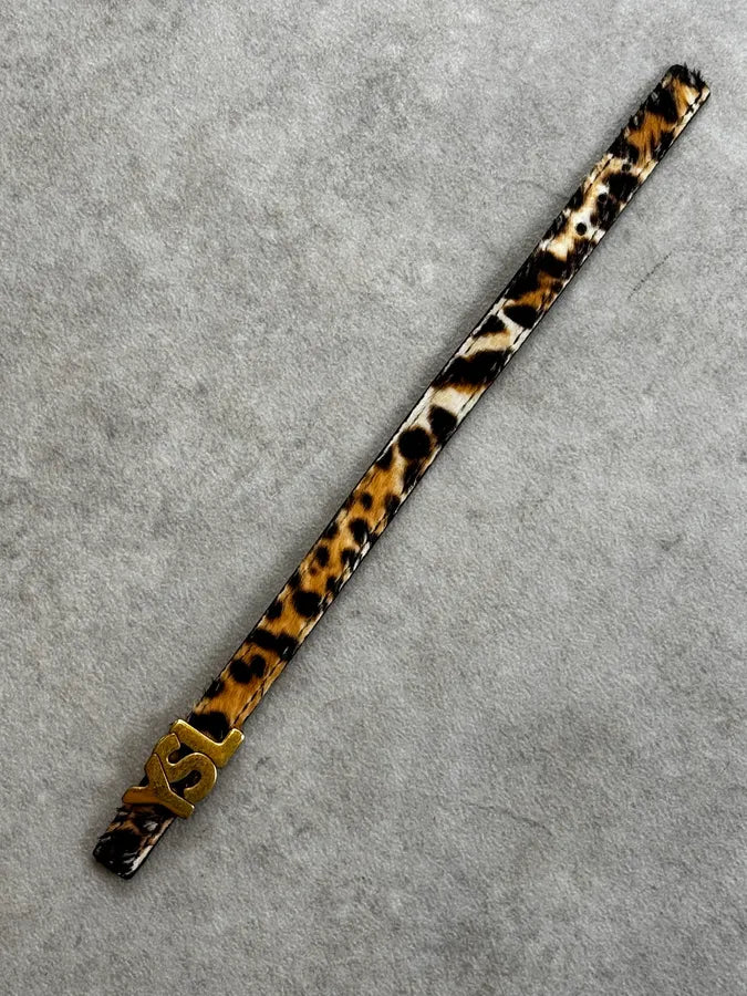 Yves Saint Laurent Leopard Pony Hair YSL Impact Logo Bracelet ueaAnhC 4