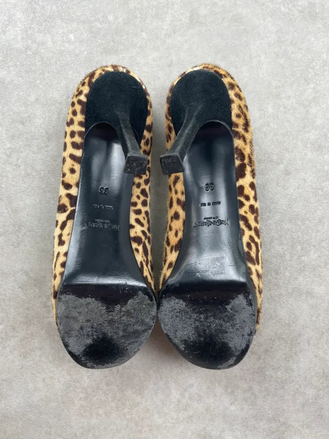 Yves Saint Laurent Tribtoo Leopard Leopard Pony Hair Heels vhgGGzS 7