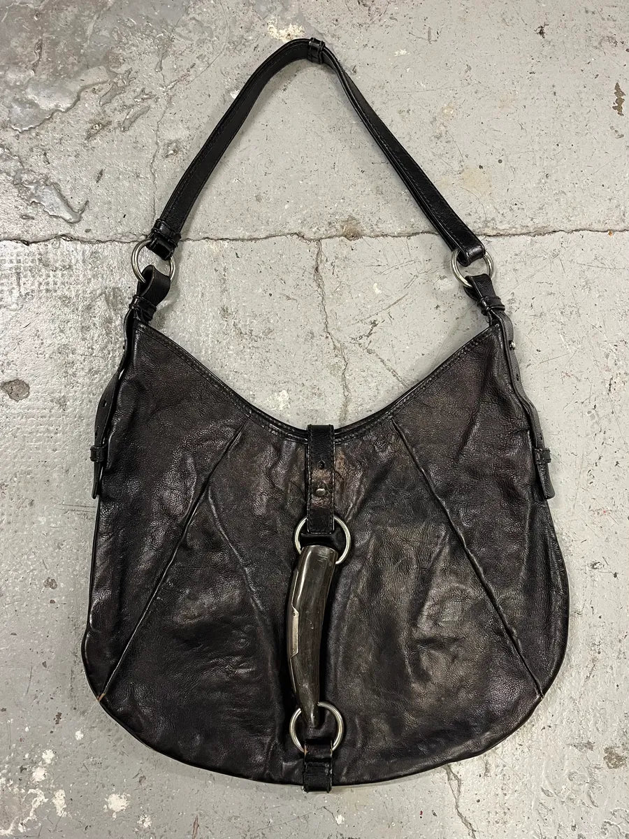 Yves Saint Laurent Mombasa Horn Black Leather Handle Bag (OS) AztjvhQ 0