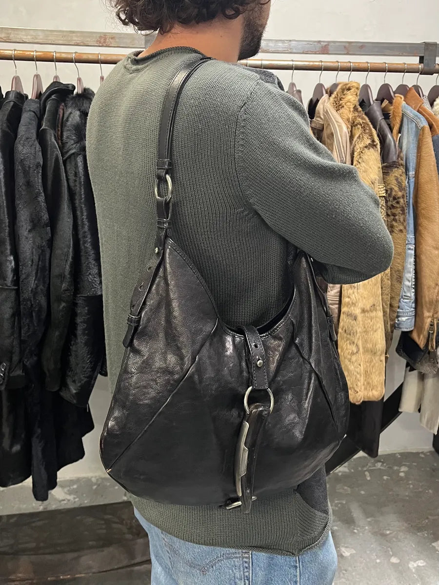 Yves Saint Laurent Mombasa Horn Black Leather Handle Bag (OS) AztjvhQ 2