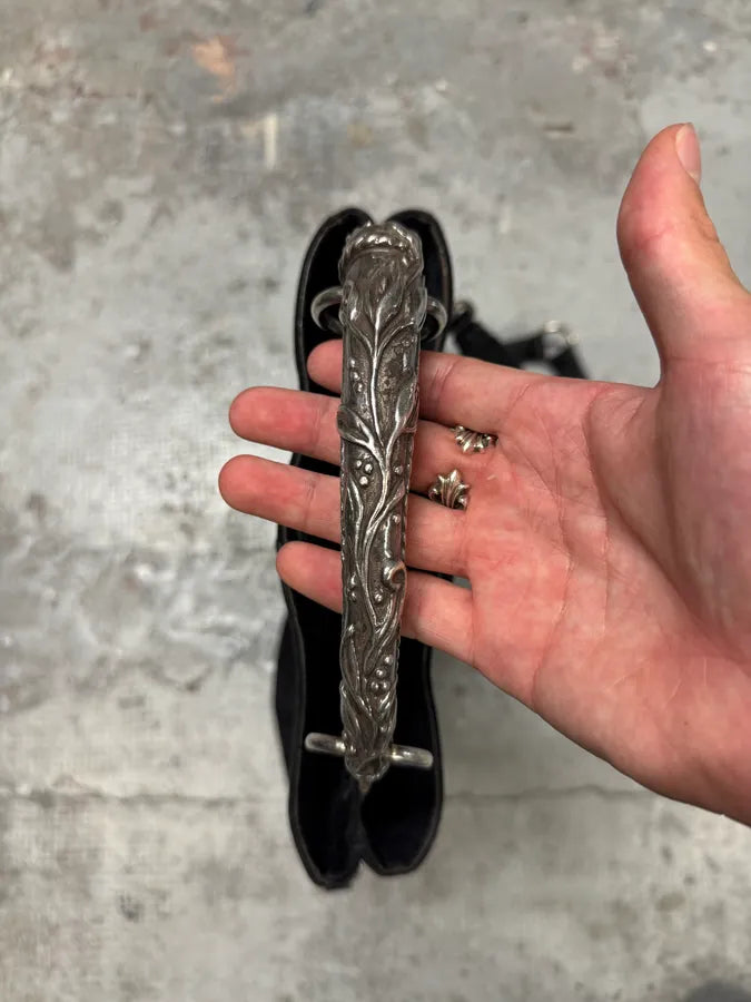 Yves Saint Laurent Mombasa Metal Horn Handle Black Suede Leather Shoulder Bag (OS) DZxaslW 5