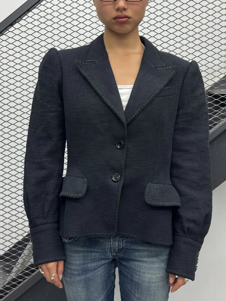 AW2005 Yves Saint Laurent Navy Wool Tailored Blazer MwAYvDp 1