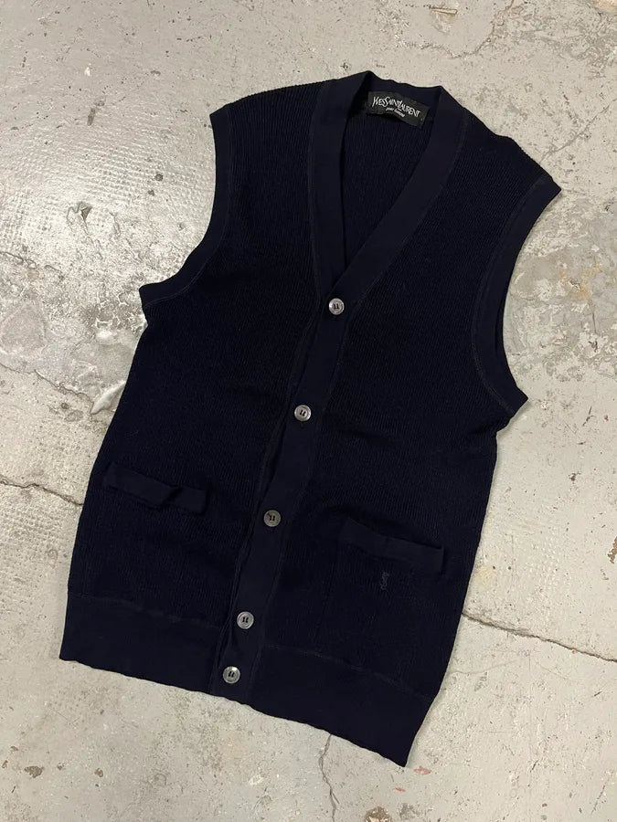 Yves Saint Laurent Navy Wool Vest Sweater VpsTuUt 3