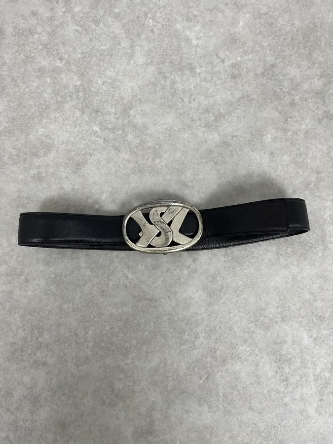 Yves Saint Laurent Propaganda Black Leather Belt KrAIGHE 2