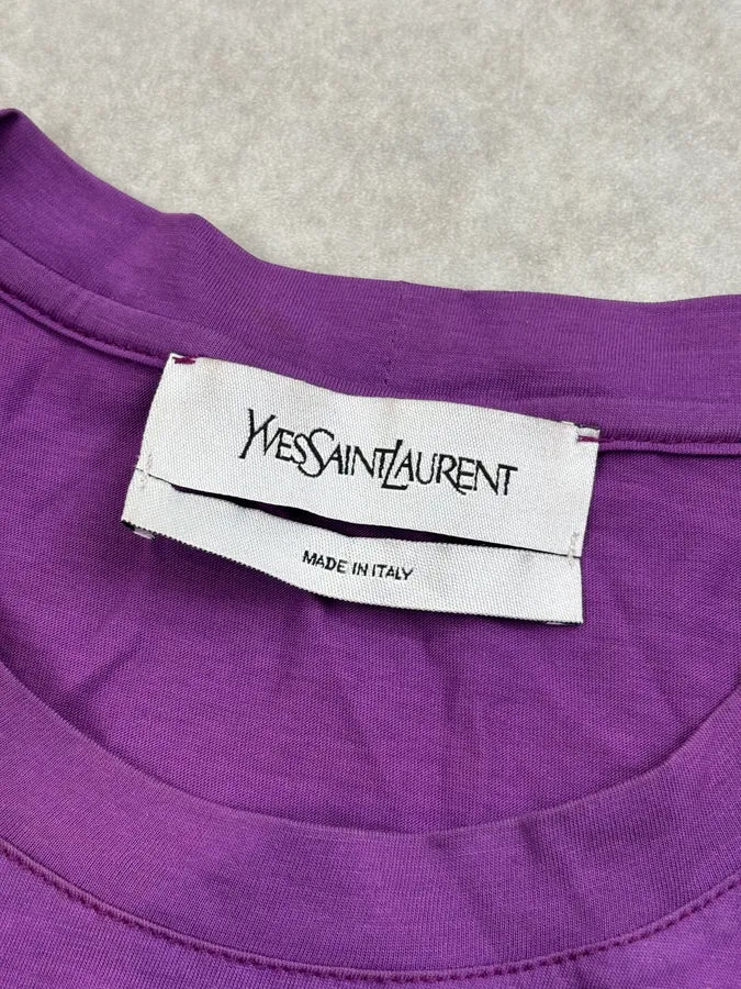 2000s Yves Saint Laurent Purple Logo T-Shirt jsugMjR 8