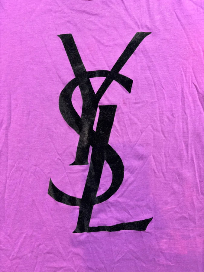 2000s Yves Saint Laurent Purple Logo T-Shirt jsugMjR 3