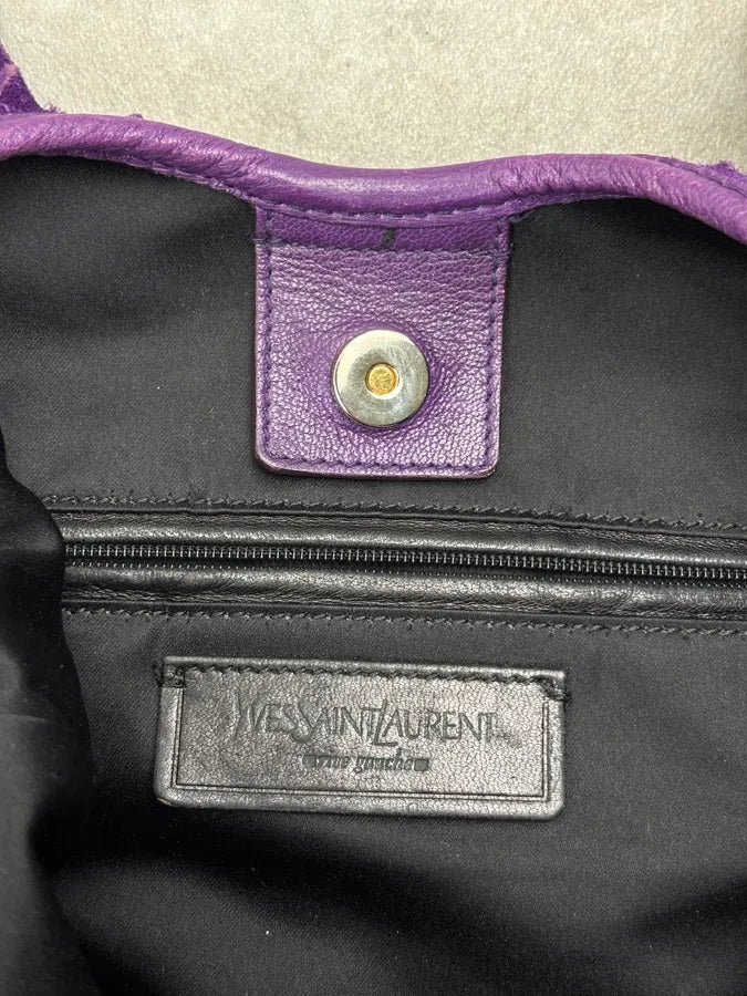 2000s Yves Saint Laurent Purple Suede Fringe Shoulder Bag hyQZlcb 13