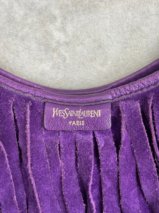 2000s Yves Saint Laurent Purple Suede Fringe Shoulder Bag hyQZlcb 5