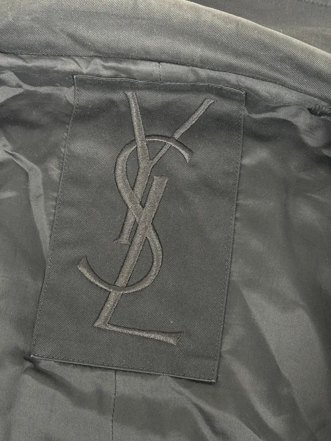 AW2003 Yves Saint Laurent Rive Gauche Black Cargo Trench Coat pgYAVfz 9