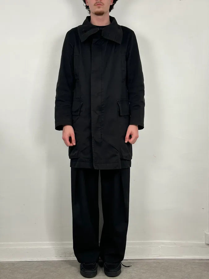 AW2003 Yves Saint Laurent Rive Gauche Black Cargo Trench Coat pgYAVfz 2