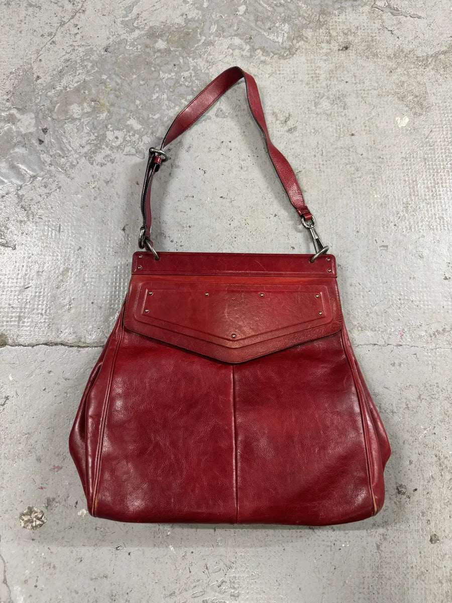 Yves Saint Laurent Rive Gauche Red Leather Top Handle Bag pzpTRHm 0