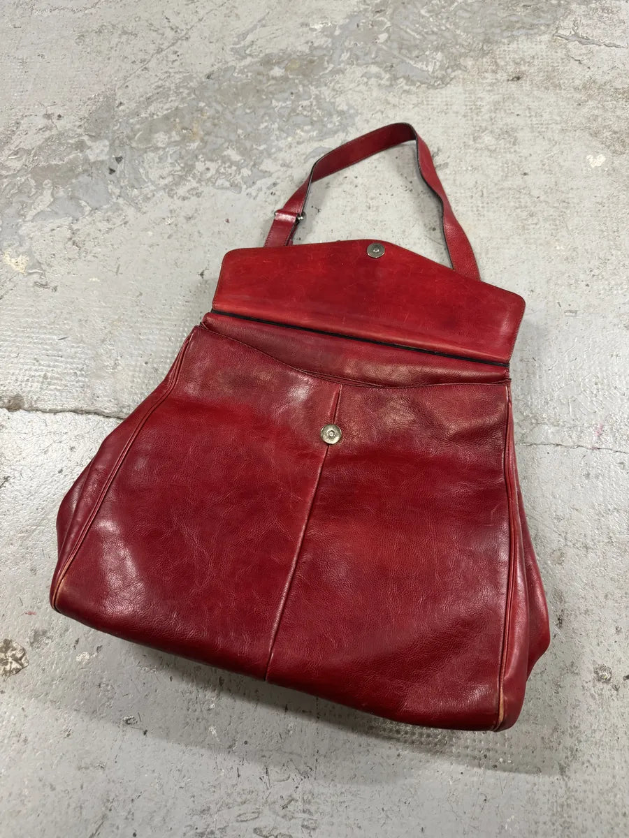 Yves Saint Laurent Rive Gauche Red Leather Top Handle Bag pzpTRHm 2