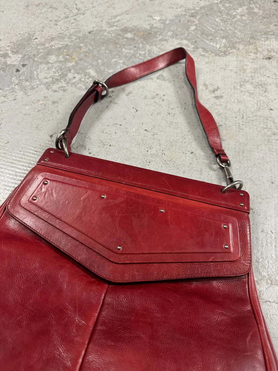 Yves Saint Laurent Rive Gauche Red Leather Top Handle Bag pzpTRHm 3