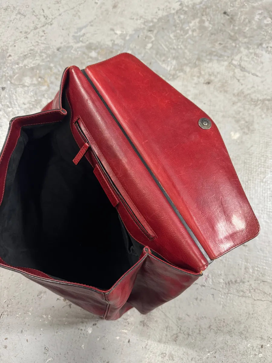 Yves Saint Laurent Rive Gauche Red Leather Top Handle Bag pzpTRHm 5