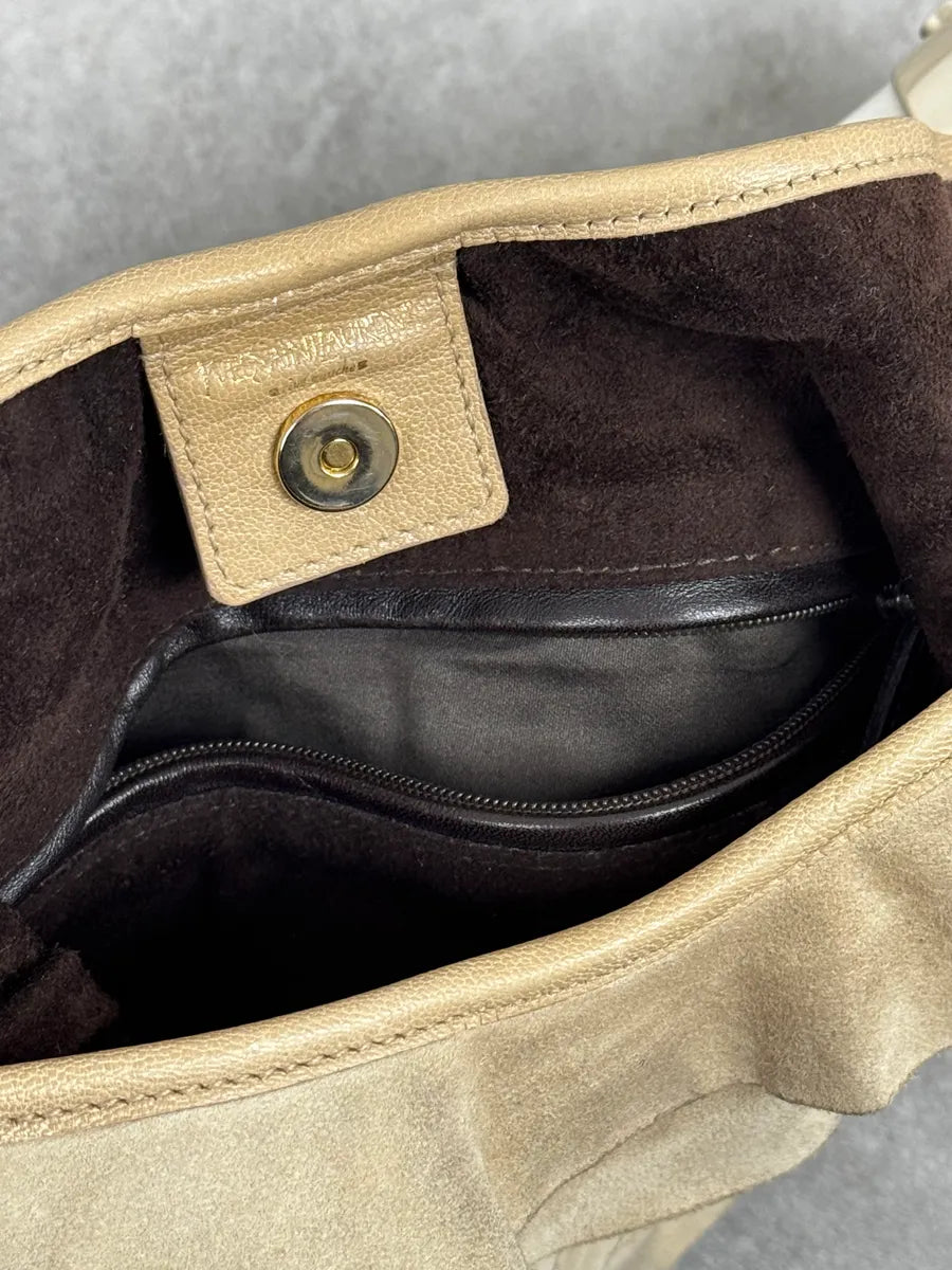 Yves Saint Laurent Saint Tropez Beige Suede Leather Horn Handle Bag gUorTmP 10