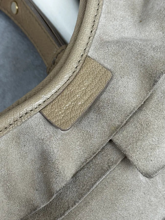 Yves Saint Laurent Saint Tropez Beige Suede Leather Horn Handle Bag gUorTmP 8