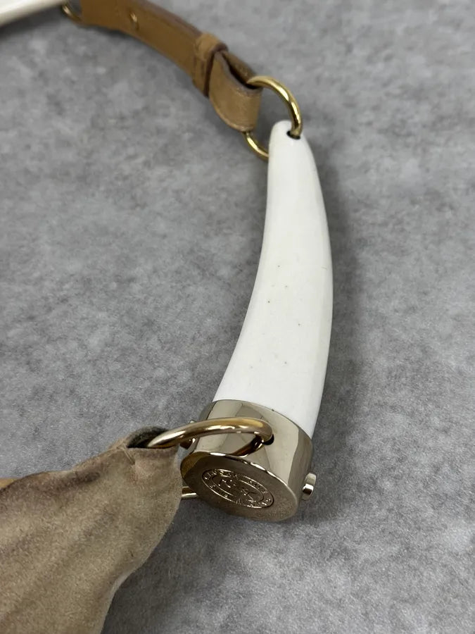 Yves Saint Laurent Saint Tropez Beige Suede Leather Horn Handle Bag gUorTmP 6