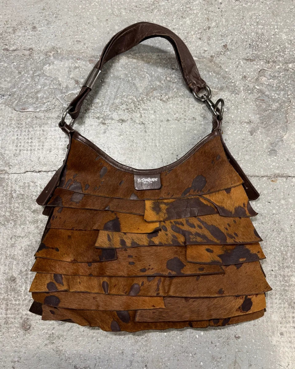 Yves Saint Laurent Saint Tropez Pony Hair Cow Brown Leather Handle Bag (OS) WdTDiQa 0